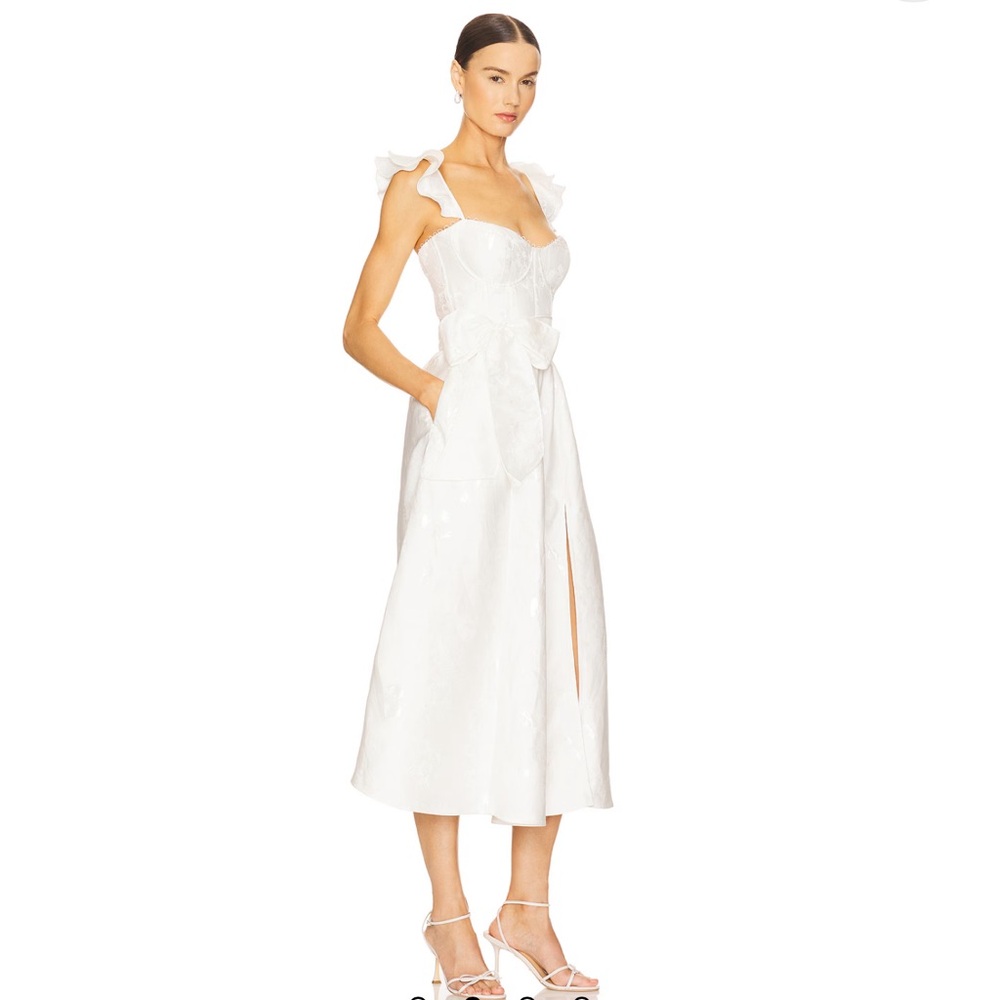 V. Chapman Vera Bustier Midi Dress in White Baroque Floral - Picture 2 of 12